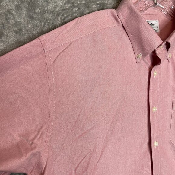 LL Bean Men Classic Preppy Traditional Fit Collared Button Down Dress Shirt 17.5 - Picture 3 of 12